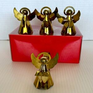 Vintage Christmas Gold Tone Angel Napkin Ring Holders  Lot of 8